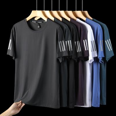 Herren Sommer T-Shirt Einfarbig Sport Rundhals Kurzarmhemd Bequem Lässig Atmungsaktiv Schnelltrocknend