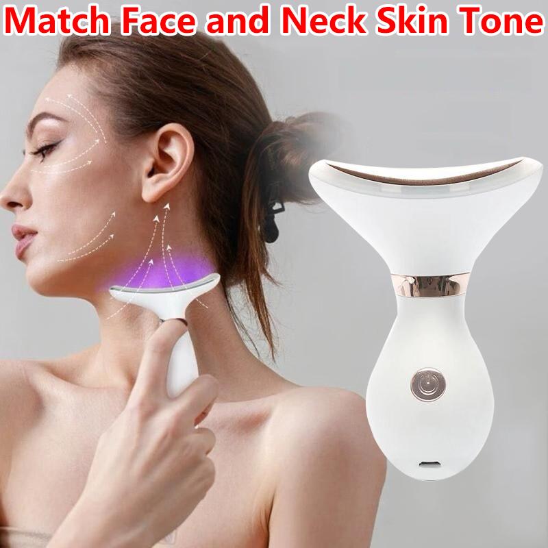 Neck Beauty Instrument Vibration Massage Fade Neck Lines Nasolabial Folds Eye Lines Lift Skin Massage Instrument Red Blue Light Beauty Instrument