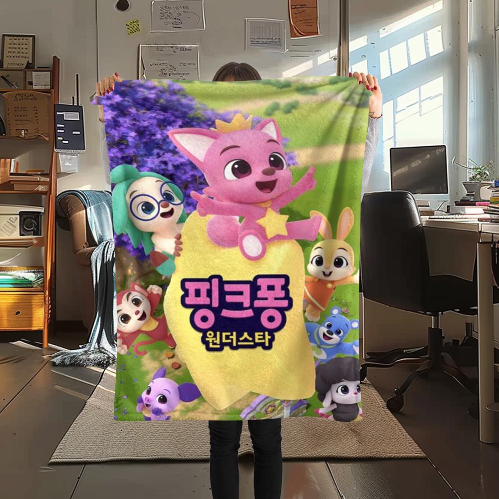 1PC Pinkfong Print Flannel Blanket, High Quality Comfortable for All Seasons, Home Decor, Warmth and Comfort, Perfect for Christmas Gifts112