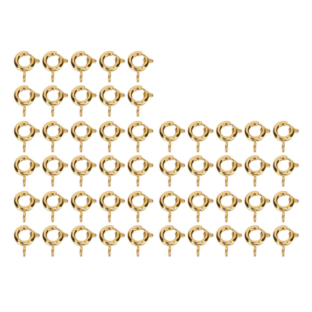 50 Pcs Spring Ring Clasps 6mm Diameter 1.5mm Hole Decorative Copper Round Clasps for Jewellery Gold