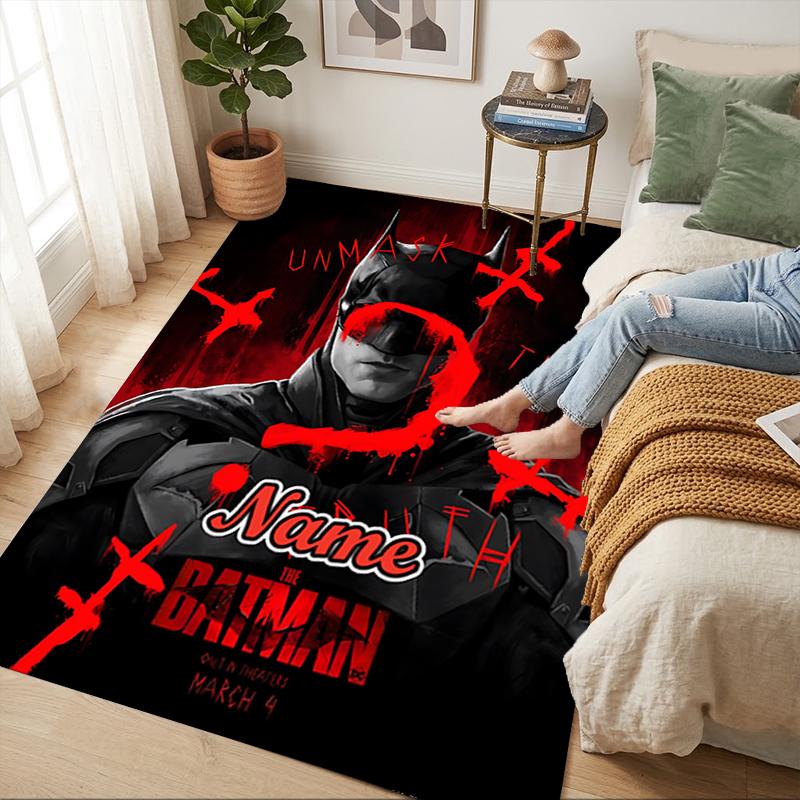Custom Name Dark Knight Living Room Non-Slip Area Rug Soft Carpet for Bedroom Kids Playroom Sofa Office Home Decor Doormat