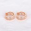 Rose Gold Color Hoop Earrings for Women Inlaid Shiny Crystal CZ Simple Elegant Girls Circle Earrings Statement Jewelry