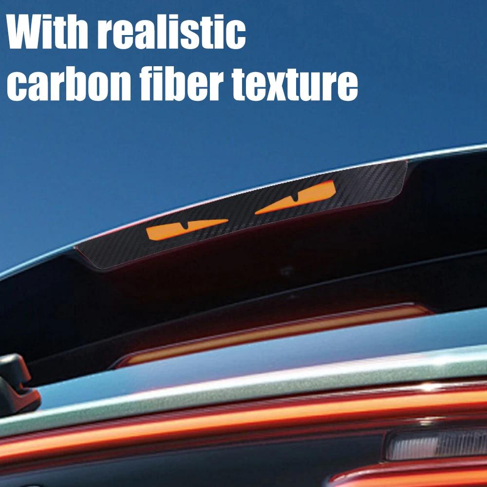 1-4pcs New Carbon Fibre Car Stickers Brake Tail Light Warning Stickers Personalized High End Creative Decals Auto Accessories