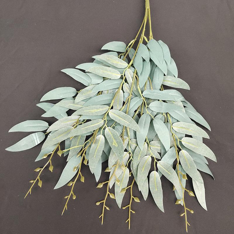 

Artificial Willow Leaf Vine Greenery Silk Printed Fabric Bunch for Wedding Party Road Lead Arrangement & Event Decoration селадоновый