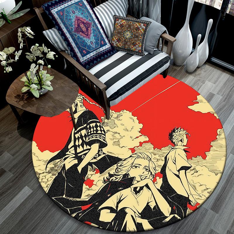 Tokyo Revengers Round Area Rug,Carpet Rug for Living Room Bedroom Sofa Playroom Decor,Non-slip Floor Mat