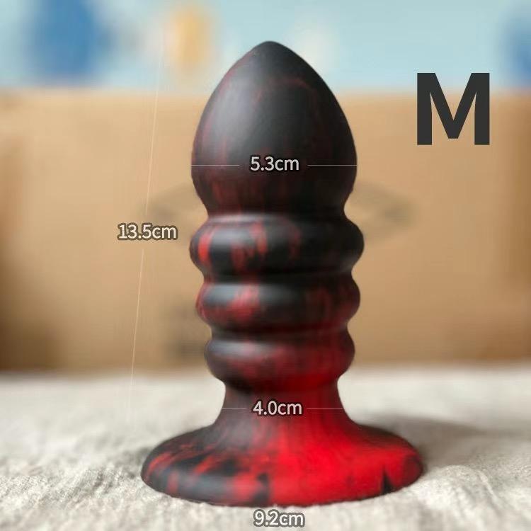 3 Sizes Silicone Anal Beads Plug, Soft Flexible Design, Strong Suction Cup, Waterproof Silicone Material, Comfortable Trainer Collection, Black & Red