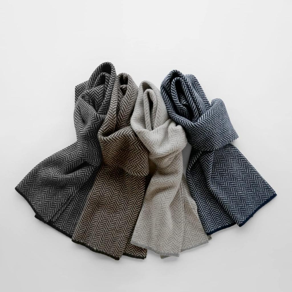 Prodigal Cashmere Herringbone One Size Fits Charcoal Gray 100% Scarf, Men's, All,