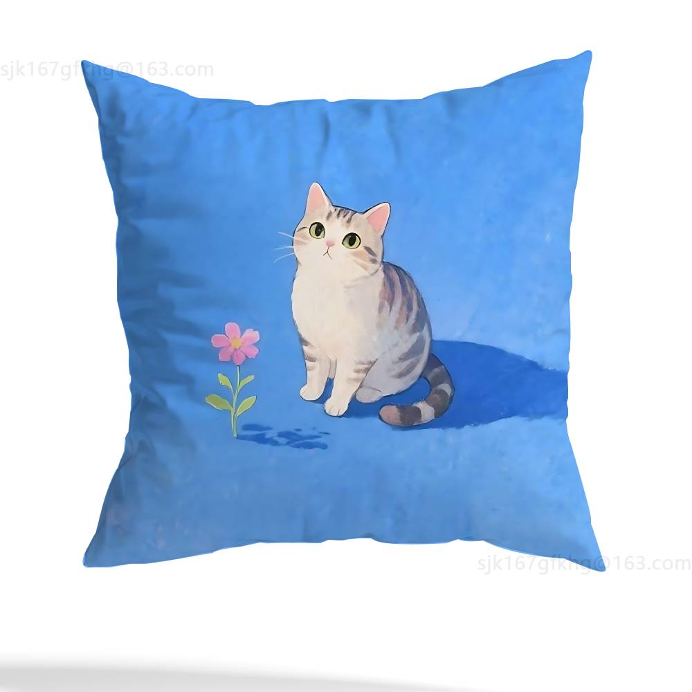 Star Heart MoonLight Cat Pillow Case Anti-dustmite Pillowcase Invisible Zipper Silky Short Plush Sofa Cushion Cover