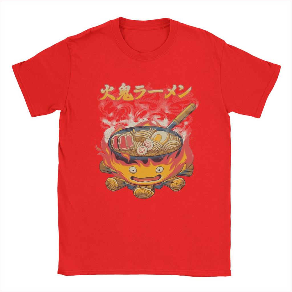 Men Howled Ramen Movings Fire Demon Castles T Shirts 100% Cotton Clothes Vintage Round Neck Tees New Arrival T-Shirts