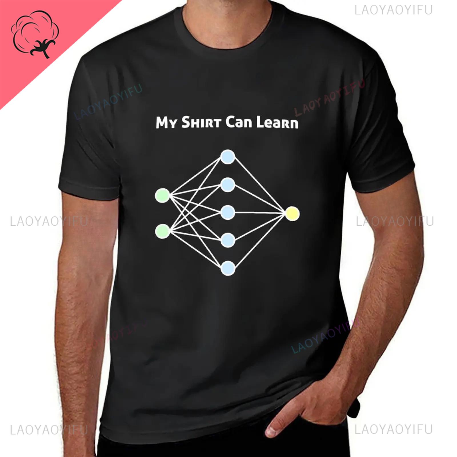 Neural Network Machine Learning TShirt Hippie Clothes Boys Animal Printed Heavy Weight T Shirts for Men Cotton Fashion Tops Tee S