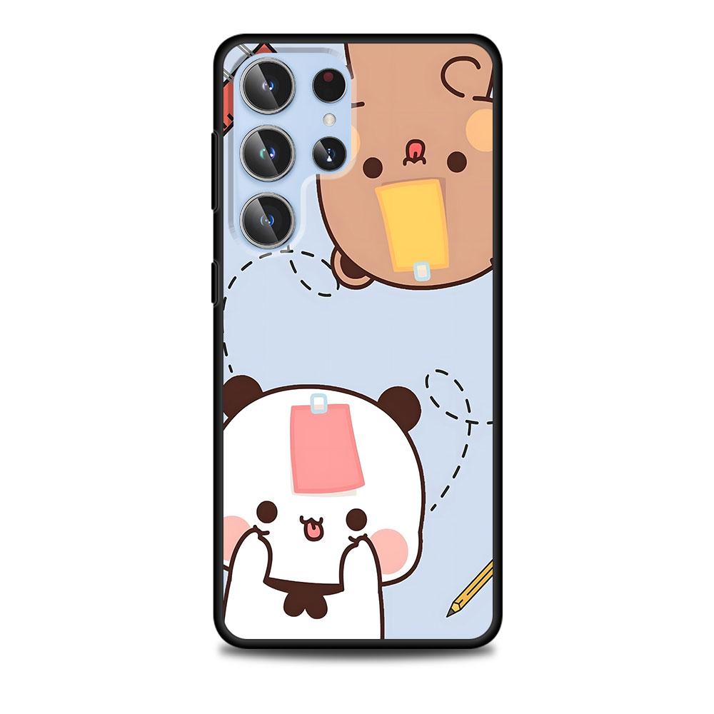 Peach And Goma Cat Case for Samsung Galaxy S23 S21 S20 FE S24 S22 Ultra S10 S10e S9 Plus Soft Black TPU Phone Cover Bumper