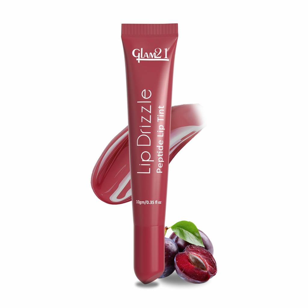 Glam21 Lip Drizzle Peptide Lip Tint | Buttery Melt-On Hydrating Formula | High-Gloss Shine & Intense Pigment | Shea Butter, Peptides & Passionfru