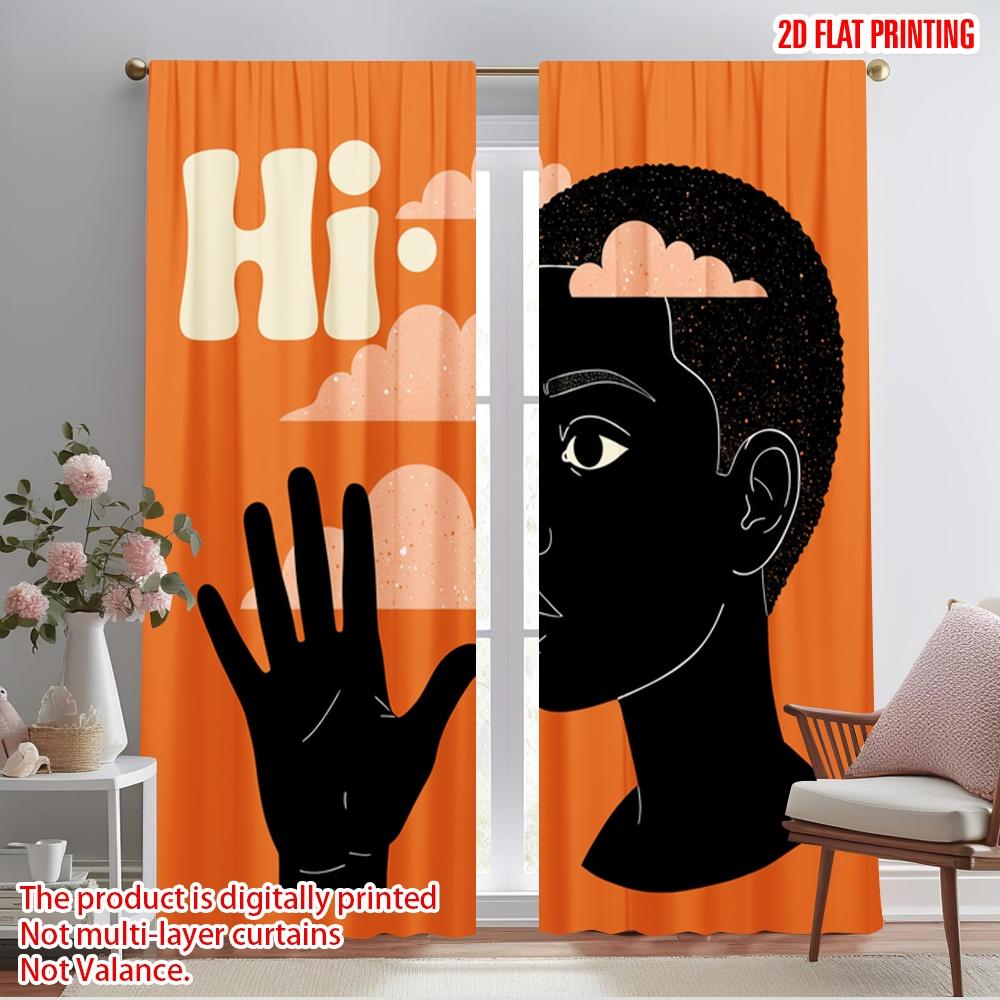 

2pcs 2D flat printing Window Curtains Hi Cloud Silhouette Polyester Without Electricity All Season Party & Holiday Decor Perfect 52.50×116.00 CM 2pcs