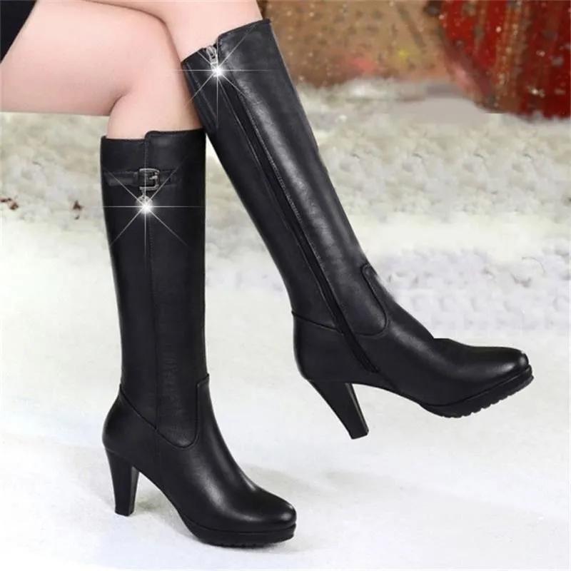 Fashion Botas De Mujer Women Cute Sweet White Pu Leather Winter Boots Lady Casual Brown Comfortable Boots Cool Street Boots E6020