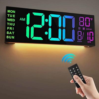 16,2 '' große digitale Wanduhr mit Fernbedienung große LED/Dual-Alarm/8 RGB-Farben Digitaler Wecker elektronische Uhr