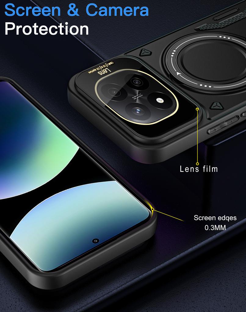 For Xiaomi Redmi Note 14 Pro Plus 5G Case Car Magnetic Ring Holder Phone Case for Redmi Note14 Pro + Plus 5G Armor Back Cover