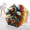 1pc Christmas Horse Santa Hat Automatic Opening Folding Umbrella, 8 Bone Iron Frame Outdoor Umbrella, Perfect Gift for Fans, Travelers, Daily Use.B004