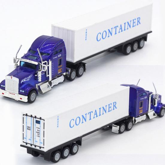 1:65 Alloy Truck Model Realistic Simulated Detailed American Super Long Transport Truck Model for Adults