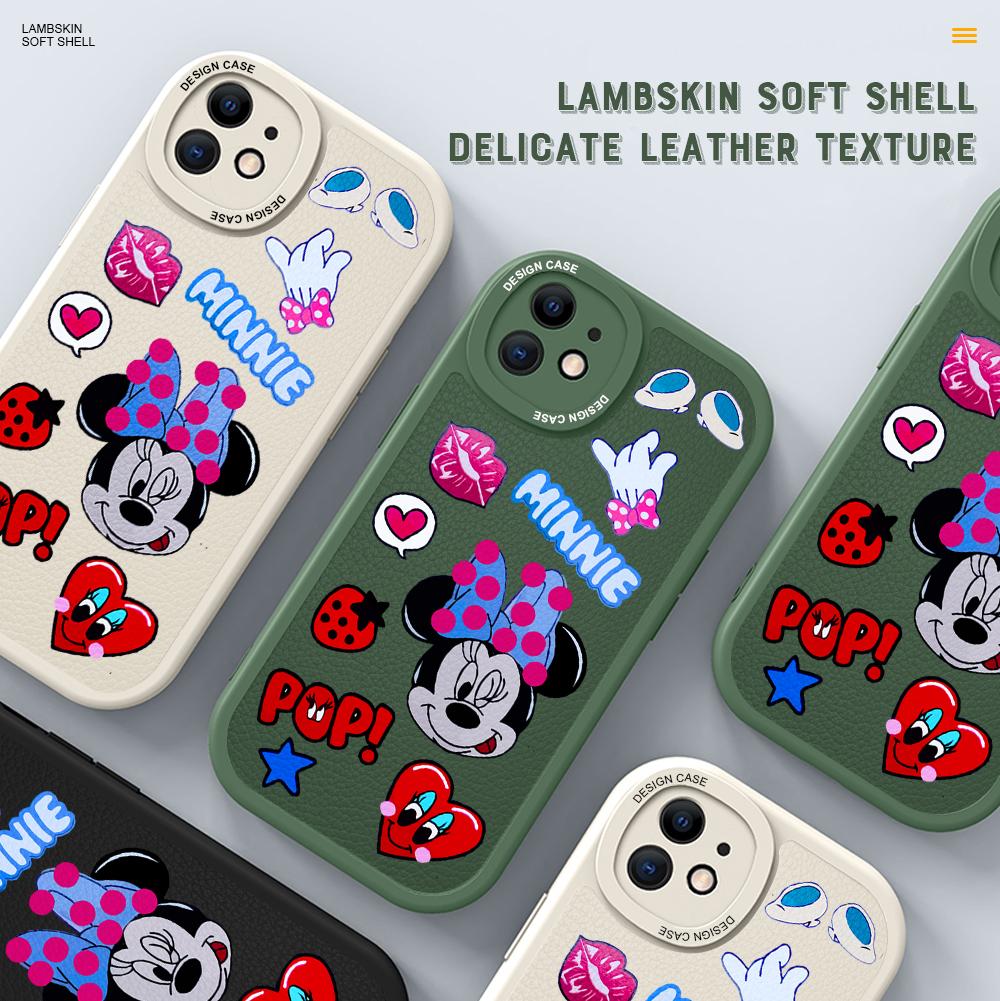 

Тонкий кожаный чехол с рисунком Диснея и Минни Маус из искусственной кожи, мягкий силиконовый чехол для телефона из искусственной кожи для Vivo
