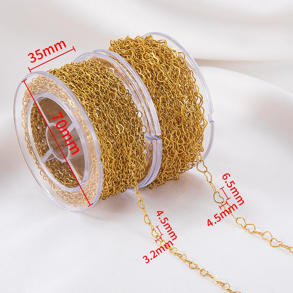 1M Stainless Steel Geometry Hollow Flat Love Heart Link Chains for Party Necklace Bracelet Components Jewelry Findings DIY Chain