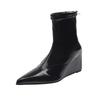 Pointed Wedge Rear Zipper Martin Boots 2025 Autumn New European and American Simple and Sweet Temperament Design Short Boots