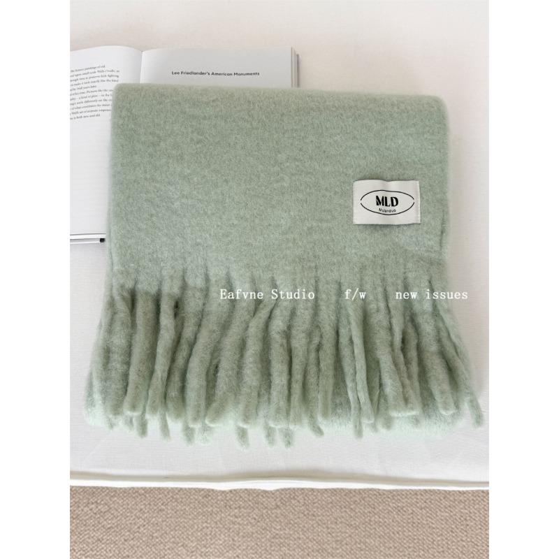 Iceland Blue Simple Wool Solid Color Scarf Women's Autumn and Winter Warm Mohair Shawl White Scarf