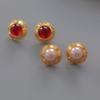Vintage Medieval Small Fragrance Simple Fashion Glazed Pearl Stud Earrings