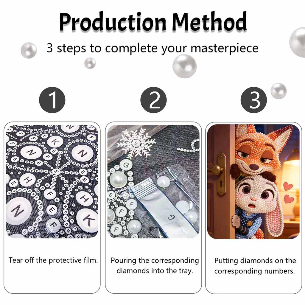 Disney Zootopia Nick & Judy Pearl Painting Handmade Diy Pearl Art Painting Simple Living Room Hanging Painting Decoration