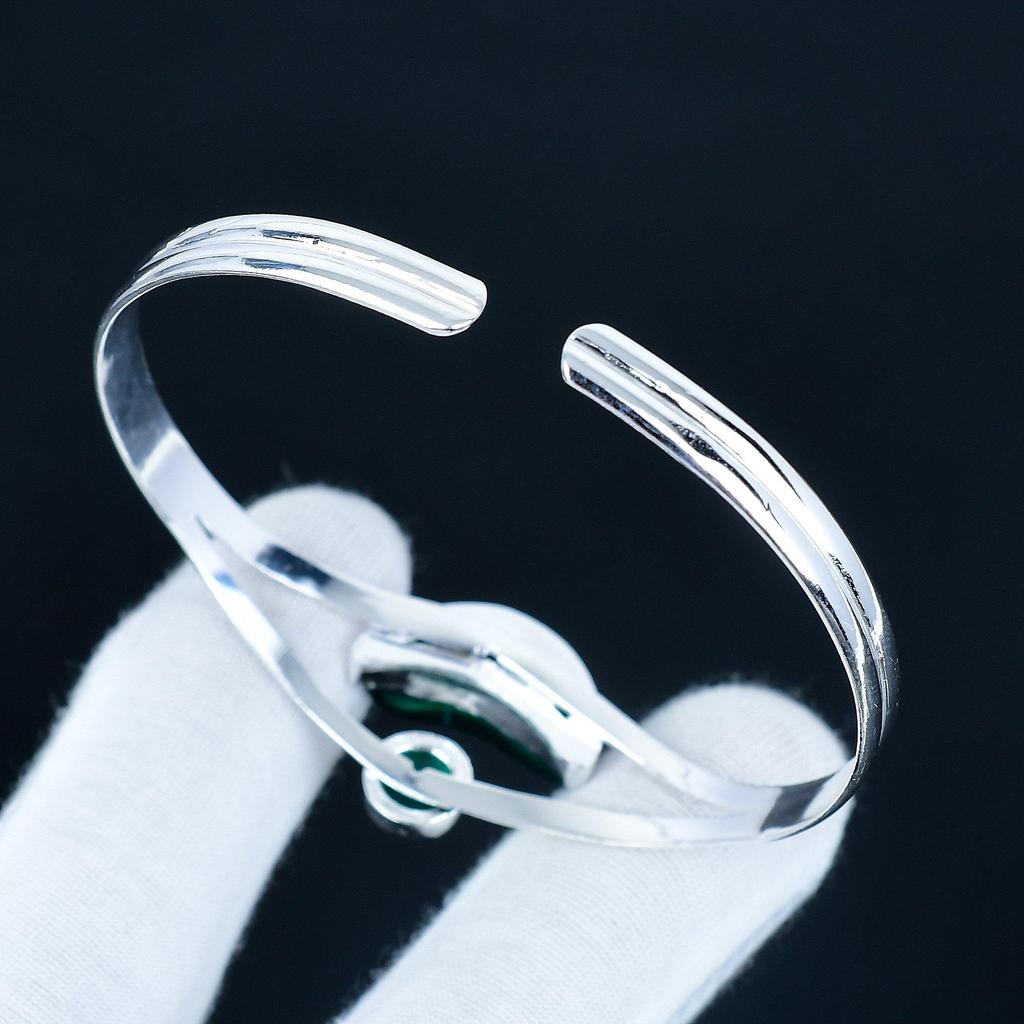 Natural Green Onyx Gemstone Handmade Cuff Bangle 925 Sterling Silver Cuff Bangle, Green Onyx Bracelet For Wife , Unisex Bangle, Party Wear Gift