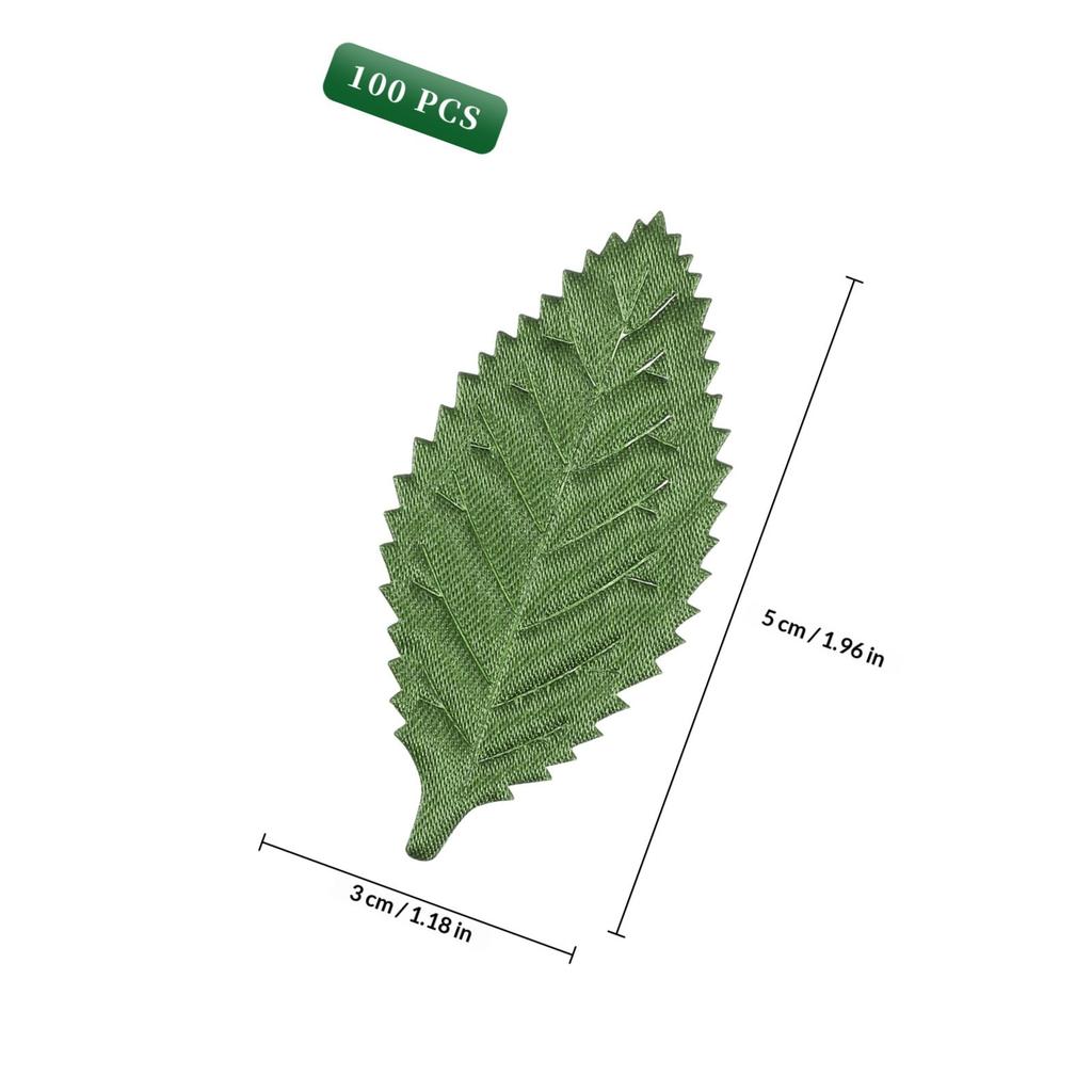 100Pcs Fake Fabric Leaves Artificial Green Lightweight Soft for DIY Garland Wedding Party Scrapbook Craft Decoration