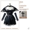 Costume d'Halloween Adulte Robe Ailes d'Ange Noir et Blanc Costume Cosplay Démon Gothique Sombre