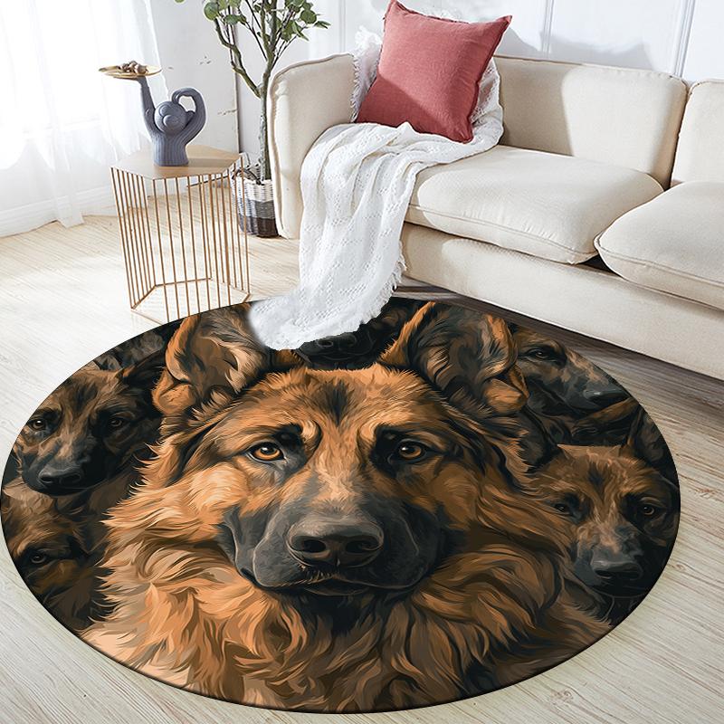 German Shepherd pattern round rug,Carpet Rug for Living Room Bedroom Playroom ,Non-slip Floor Mat,Holiday Gifts and Birthday Gifts.