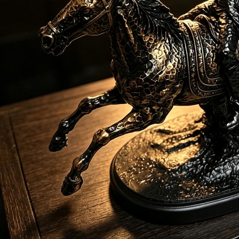 Halloween Headless Horseman Figurine Display Statue for Living Room Shelf Study Placement with Dark Fantasy Look and Textured Finish for Home