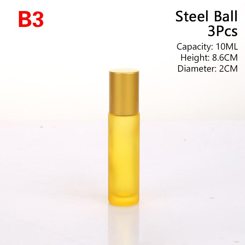 3Pcs Essential Oil Roll On Bottle Multicolour Empty Perfume Bottles Glass Containers Skincare Product Container