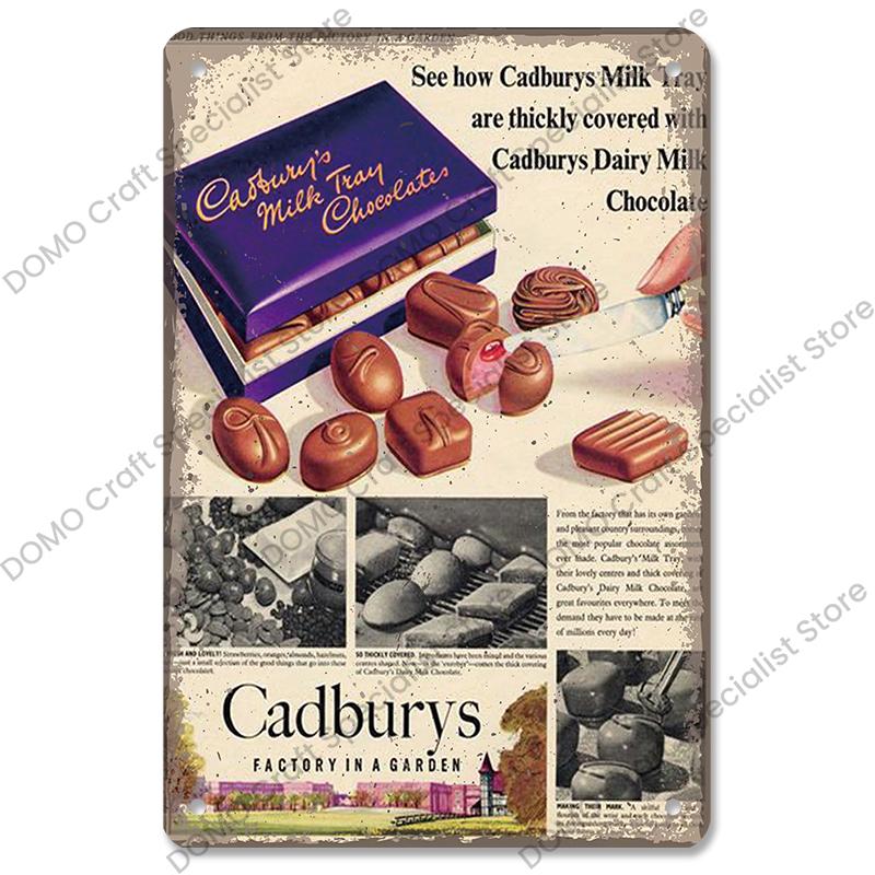Chocolate Metal Plaque Vintage Delicious Chocolate Bar Cake Metal Tin Signs Retro Wall Decor Coffee Shop Dessert House Bakery