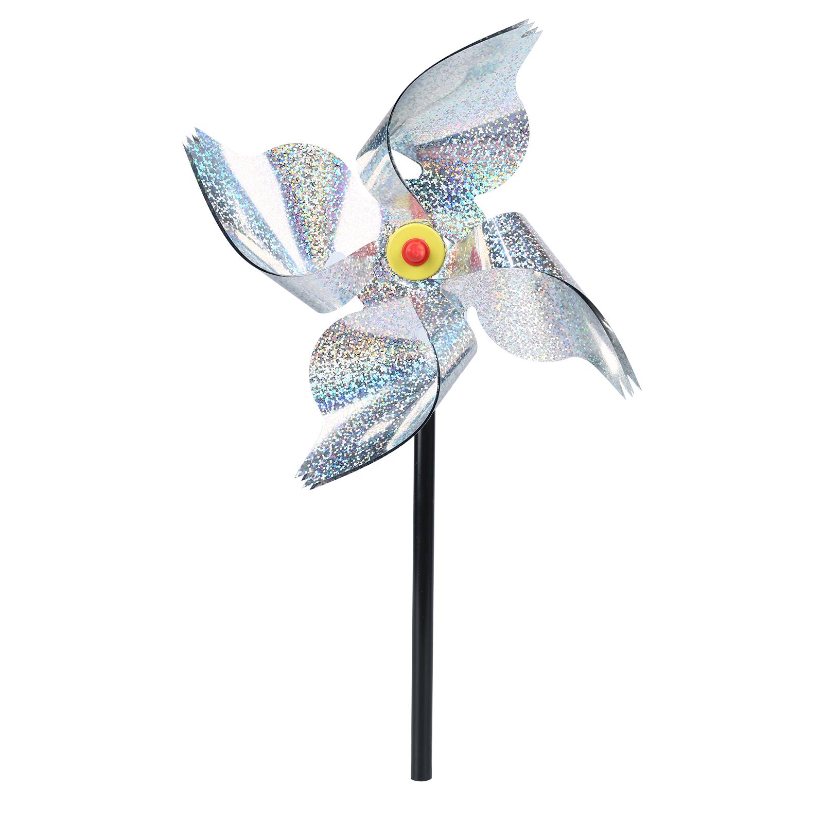 

Bird Blinder Repellent Pinwheels Reflective Pinwheels Sparkly Holographic Wheel Spinners for Yard and Garden