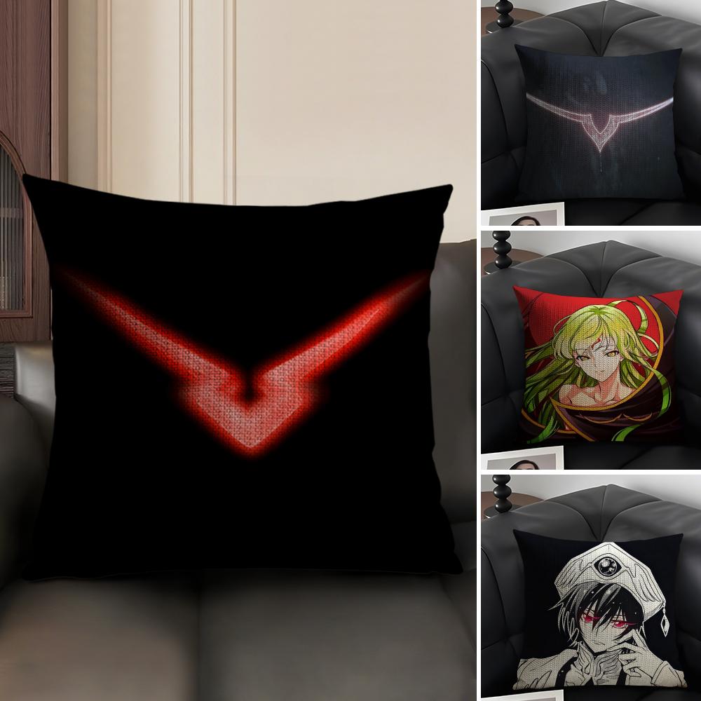 Classic Anime Code Geass Pillow Case Natural Linen Organic Fabric Double-Sided Printing Sofa Home Decor Gift Cushion Cover