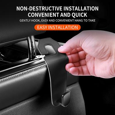 Universal Car Headrest Hook Premium Leather Rear Seat Hanging Hook 20KG Large Load-Bearing Hook Car Hanger Car Storage Hook