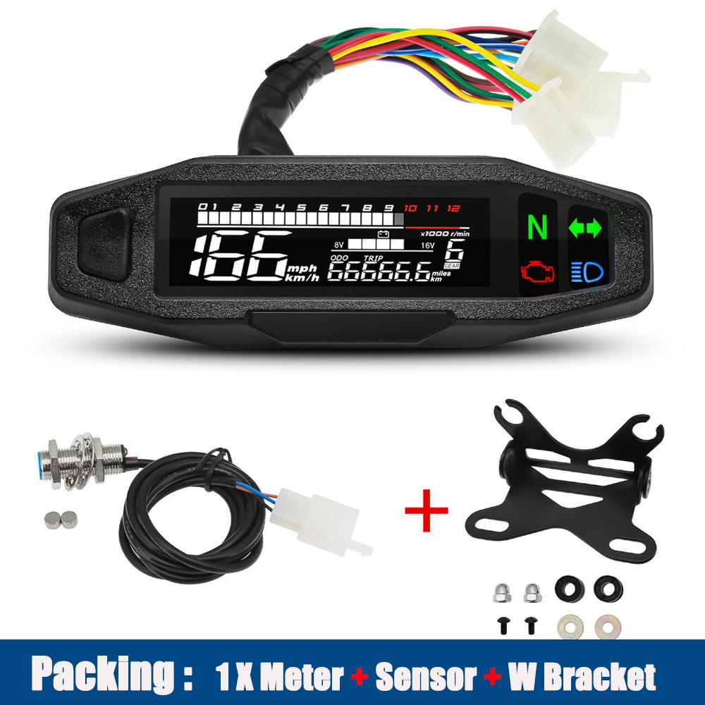 12V Motocicletă Digital Panou Vitezometru Universal Kit Indicator de Combustibil Tahometru LED Impermeabil Contor de parcurs Indicator de lumină de semnalizare