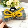 Maple Mint Plaid Bow Claw Clip – Korean Style Autumn/Winter Hair Accessory
