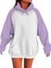 2025 European American Raglan Sleeve Hoodie - Long Sleeve, Spring/Autumn, Color Block, Loose Fit