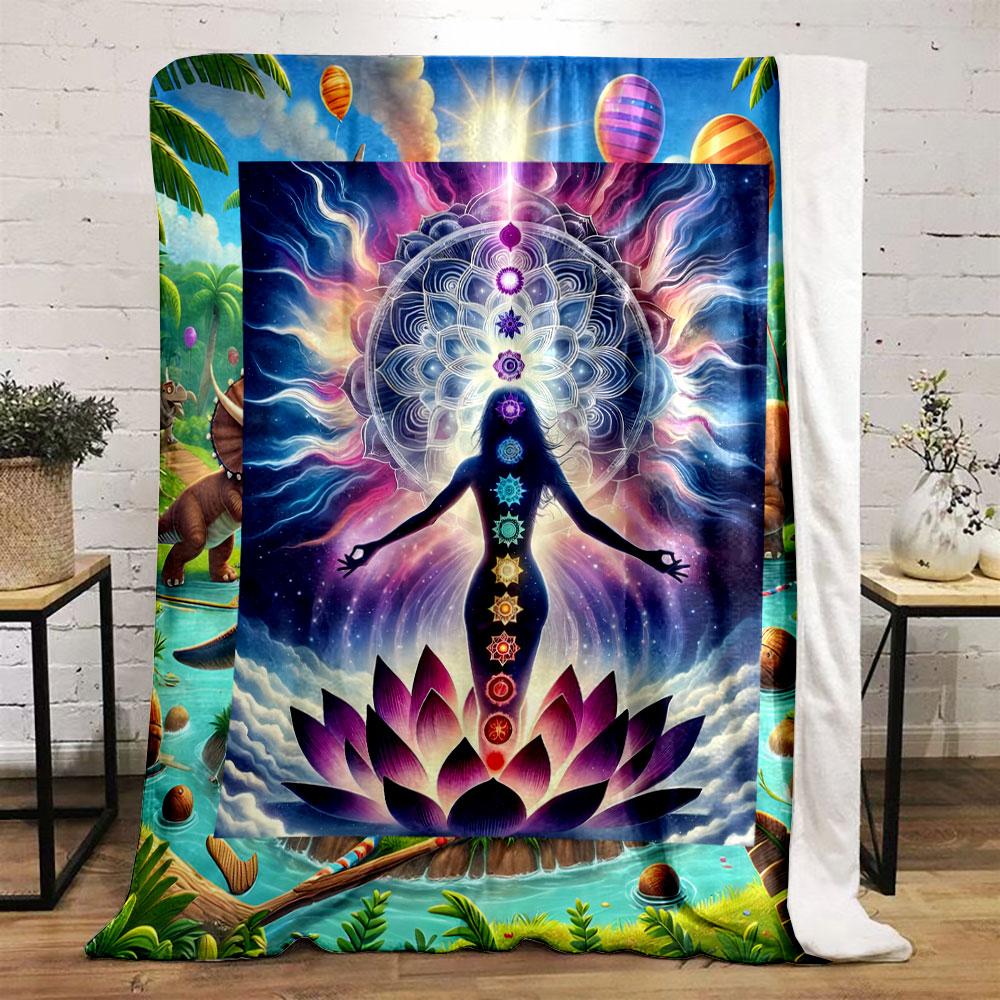 Chakra Meditation Lotus Blanket bedroom Blanket for Livingroom Couch lunch break Soft throw for Friend's festival Gift