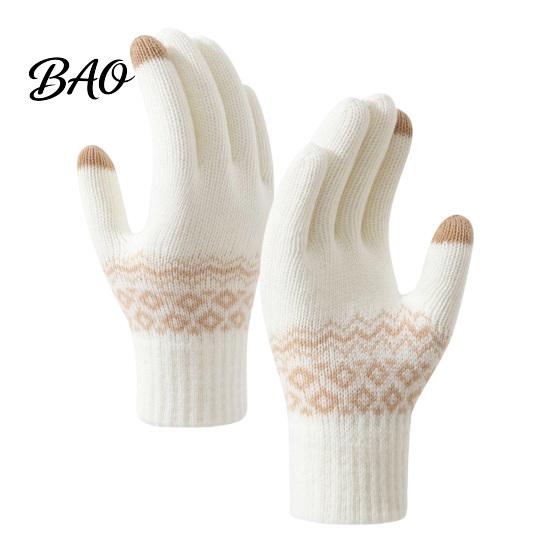 Sensitive Touchscreen Fingertips Gloves for Smartphone Thermal Knit Gloves, Thickened Velvet Lining And Elastic Ribbed Cuffs Comfortable Winter