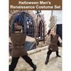 6 Pcs Men's Halloween Renaissance Costume Set Medieval Vest Shirt Ankle Banded Pants Viking Belt Armband Pouch