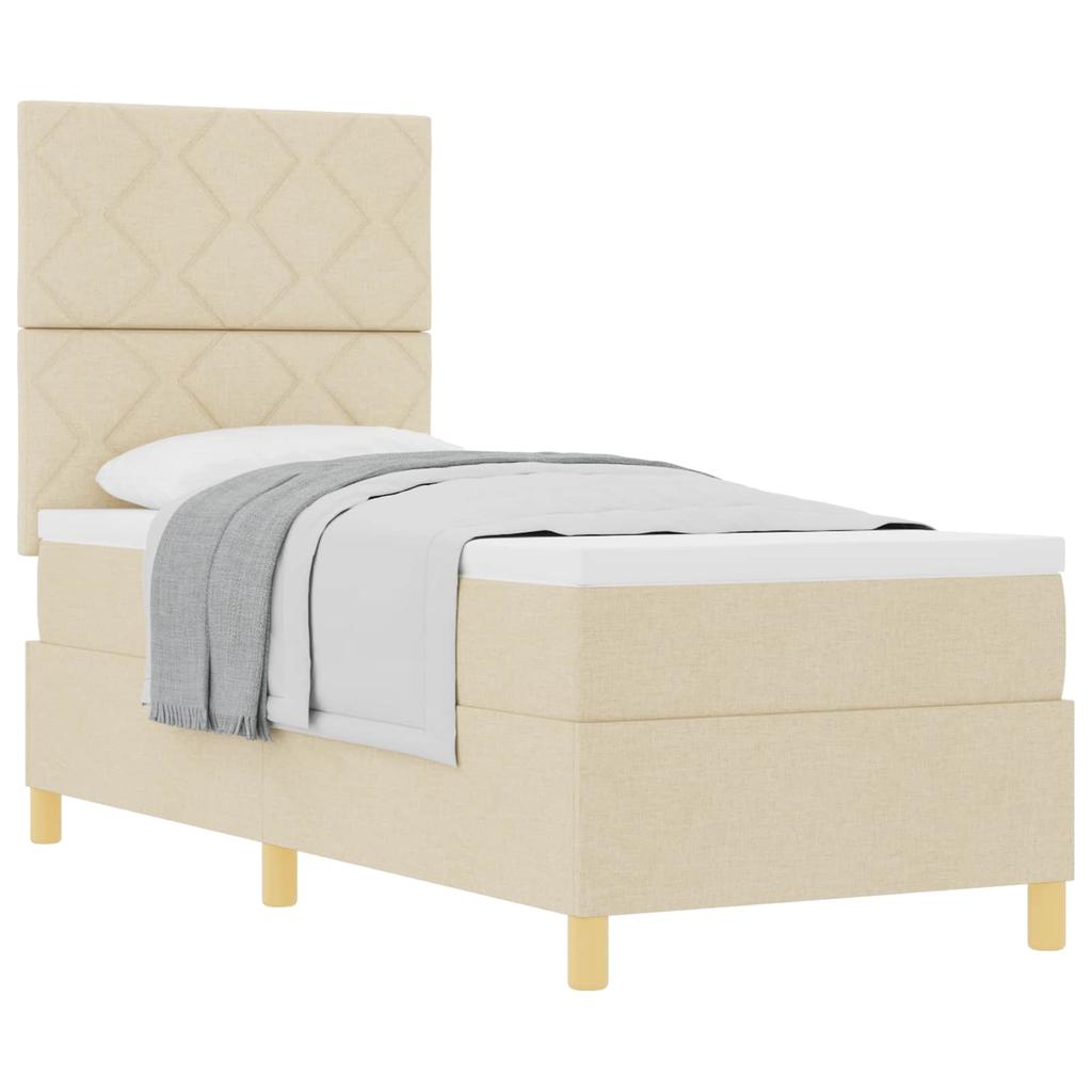 Boxspring bed with headboard Cream 80 x 200 cm Fabric