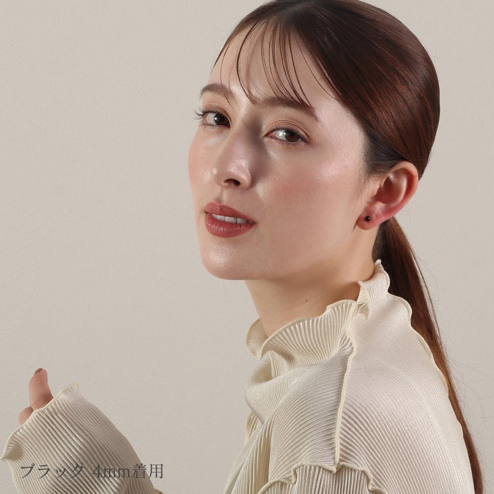 Pearl Grand Premium K18 Yellow 3mm [VOTRE COUTURE] Earrings, High-Quality Japanese-Made Pearls, Women's, Black, Gold,