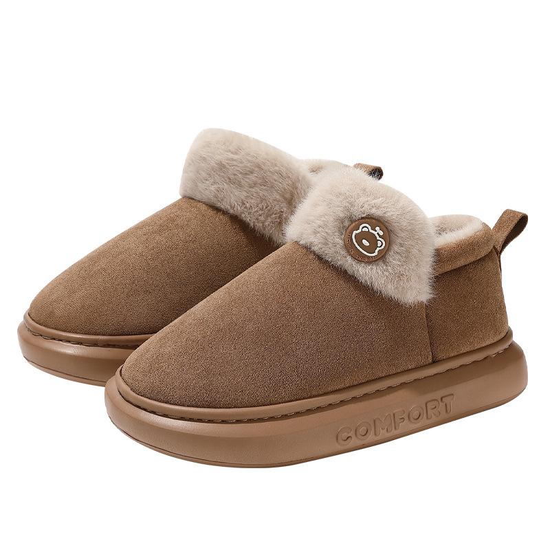 Bag Heel Cotton Slippers Winter New Couples Wear At Home Velvet Warm Non-slip Cotton Shoes Winter