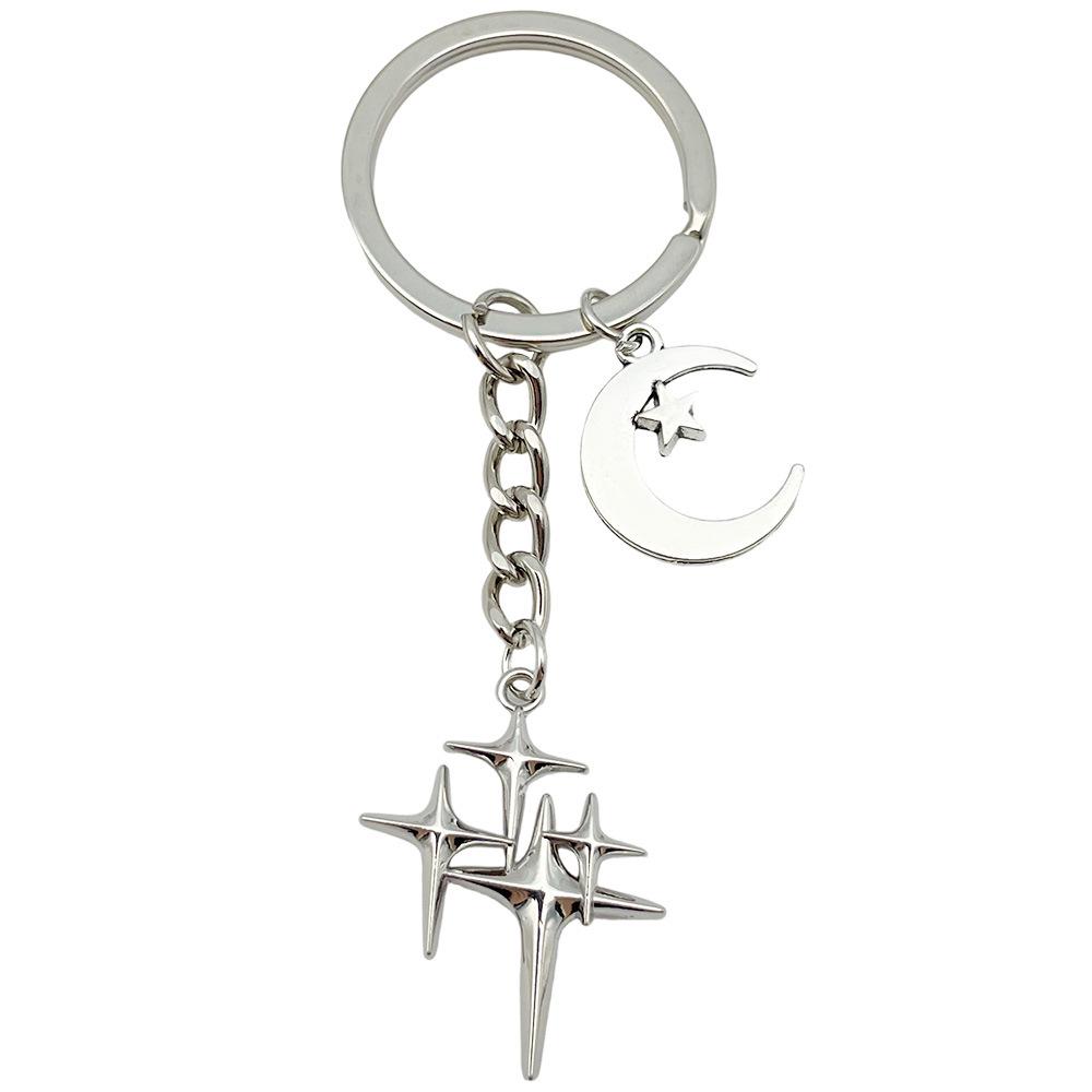 Metal Star and Moon Pendant Keychain for Bags and Luggage