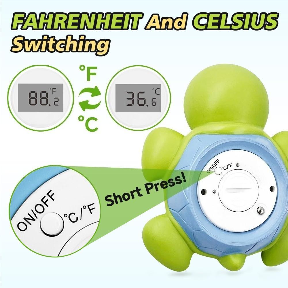 Termometro Digitale per Bagnetto Tartaruga con Avviso Temperatura Acqua, Retroilluminazione 3 Colori, Tubo da Bagno Sicuro Galleggiante per Neonati e Bambini Piccoli