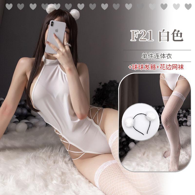 Open crotch free sex underwear sexy one-piece hollow tight body open file free perspective temptation hollow pajamas